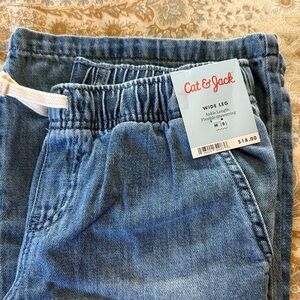 New Cat & Jack Light Blue Wide Leg Denim Joggers size M 8